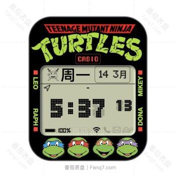 casio忍者神龟TMNT 黑边复古表盘.clock