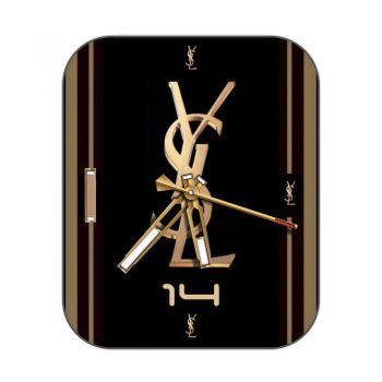YSL圣罗兰黑色底金色logo表盘.clock