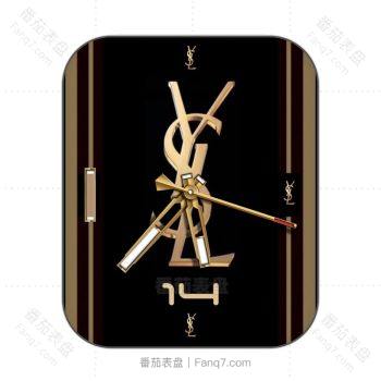 YSL圣罗兰黑色底金色logo表盘.clock