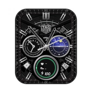 TAG Heuer泰格豪雅黑色底月亮蓝三圈表盘.clock