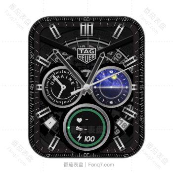 TAG Heuer泰格豪雅黑色底月亮蓝三圈表盘.clock