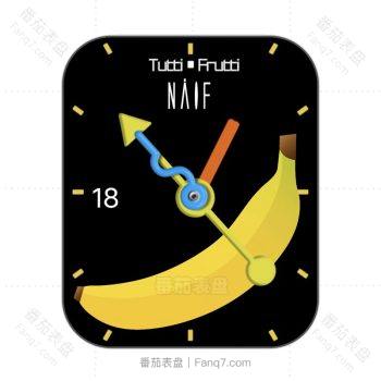 banana黑色底香蕉卡通可爱表盘.clock
