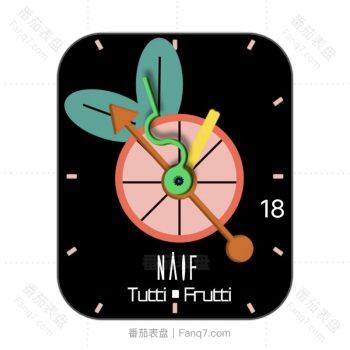 Orange黑色底卡通橙子插画表盘.clock