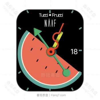 watermelon西瓜黑底卡通插画表盘.clock