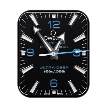OMEGA 欧米茄黑底蓝色刻度表盘.clock