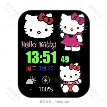 Hello Kitty 黑色底kt猫卡通动画可爱表盘.clock