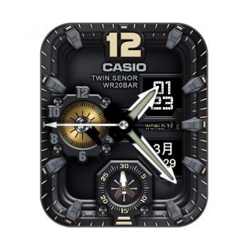CASIO卡西欧酷黑立体双盘复杂高级表盘.clock