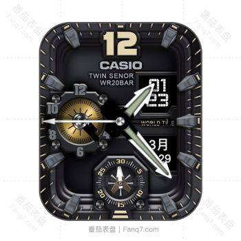CASIO卡西欧酷黑立体双盘复杂高级表盘.clock