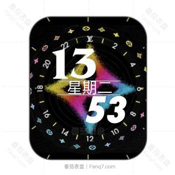 LOUIS VUITTON路易斯威登lv彩色logo转圈动态黑色表盘.clock