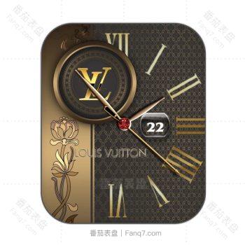 LOUIS VUITTON路易斯威登l棕色搭配金色花朵表盘.clock