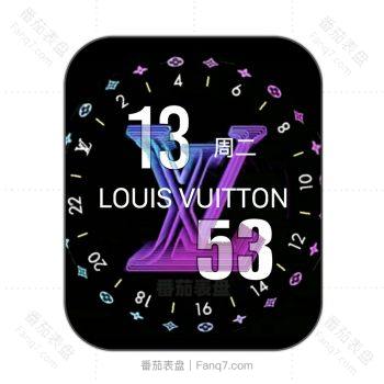 LOUIS VUITTON路易斯威登黑色底紫色logo转圈动态表盘.clock