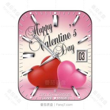 Valentines情人节粉色爱心玫瑰浪漫表盘.clock