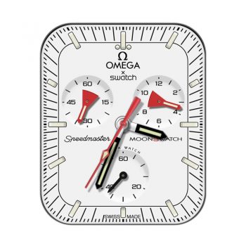 OMEGA 欧米茄白色三盘红色刻度表盘.clock