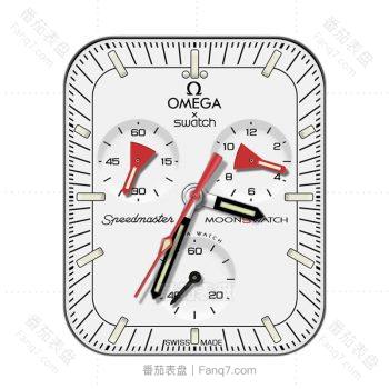 OMEGA 欧米茄白色三盘红色刻度表盘.clock