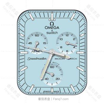 OMEGA 欧米茄蓝色三盘淡绿刻度表盘.clock