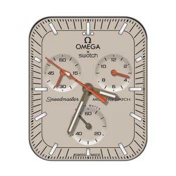 OMEGA 欧米茄淡棕色三盘红色刻度表盘.clock