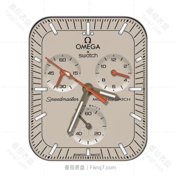 OMEGA 欧米茄淡棕色三盘红色刻度表盘.clock