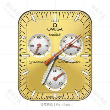 欧米茄OMEGA黄色底白色三盘表盘.clock