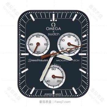 欧米茄OMEGA深蓝底白色三盘表盘.clock