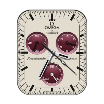 欧米茄OMEGA米黄色红色三盘表盘.clock