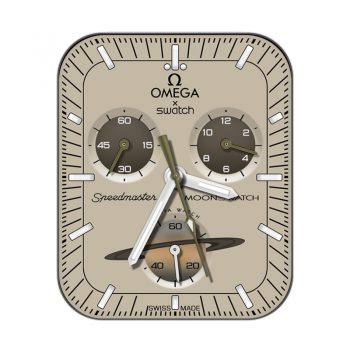 欧米茄OMEGA米黄米粽色底深棕色三盘表盘.clock