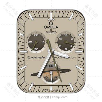 欧米茄OMEGA米黄米粽色底深棕色三盘表盘.clock