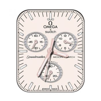 欧米茄OMEGA淡粉色底深棕色镶钻三盘表盘.clock