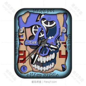 A-TEK SKULL HAND MADE蓝色骷髅表盘.clock