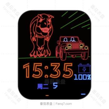 JurrasicPark株罗纪公园恐龙追着汽车表盘.clock