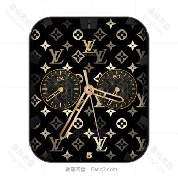 LOUIS VUITTON路易斯威登黑色底金色logo转圈动态表盘.clock