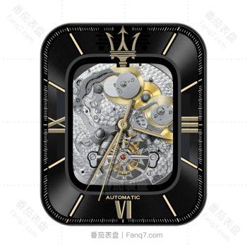 玛莎拉蒂Maserati光面黑机械内圈表盘.clock
