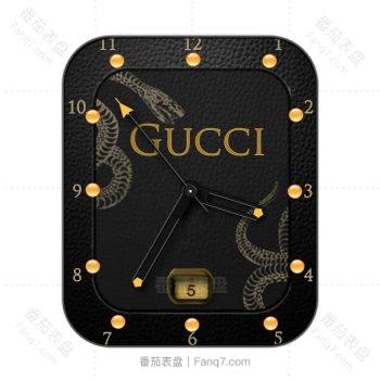 GUCCI古驰黑色蟒蛇印花表盘.clock