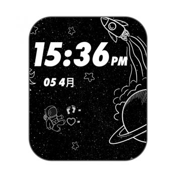 Space黑色底太空人卡通可爱绘画表盘.clock