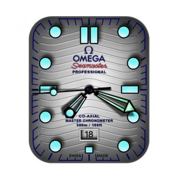 OMEGA欧米茄灰色荧光蓝海马系列表盘.clock