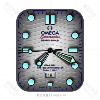 OMEGA欧米茄灰色荧光蓝海马系列表盘.clock
