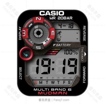 卡西欧CASIO G-Shock G9300电子仪表酷黑红表盘.clock