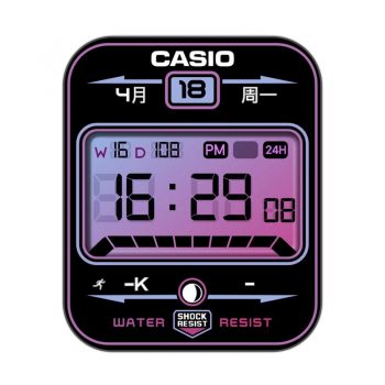 casio卡西欧黑色边紫色中间表盘.clock