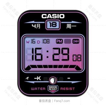 casio卡西欧黑色边紫色中间表盘.clock
