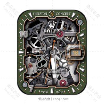 rolex劳力士绿色边机械旋转炫酷表盘.clock