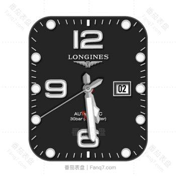 longines 康鉑系列酷黑大数字时间表盘.clock
