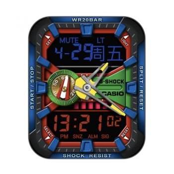 G-SHOCK CASIO 卡西欧蓝红视觉冲击表盘.clock