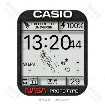 卡西欧CASIO Prototype 新版太空人灰色动态表盘.clock