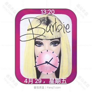 芭比娃娃Bubblegum Barbie 1芭比之时尚奇迹》动画片粉色主题表盘.clock
