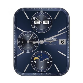 LONGINFS浪琴酷黑深蓝大三盘日相高级表盘.clock