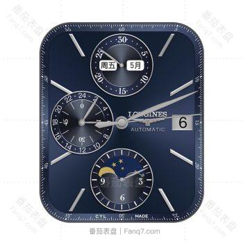 LONGINFS浪琴酷黑深蓝大三盘日相高级表盘.clock