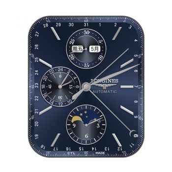 LONGINFS浪琴酷黑深蓝三盘日相高级表盘.clock