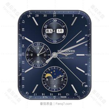 LONGINFS浪琴酷黑深蓝三盘日相高级表盘.clock