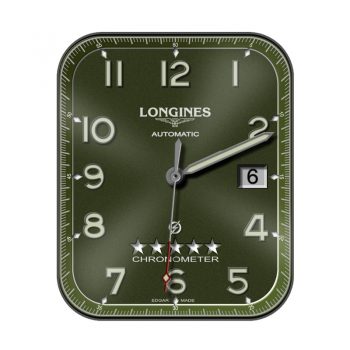 LONGINFS浪琴迷彩绿五星大数字时间简约表盘.clock