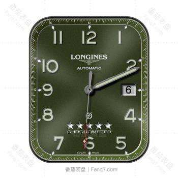LONGINFS浪琴迷彩绿五星大数字时间简约表盘.clock