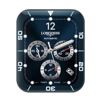 LONGINFS浪琴三盘深靛蓝金属圆环玻璃质感表盘.clock